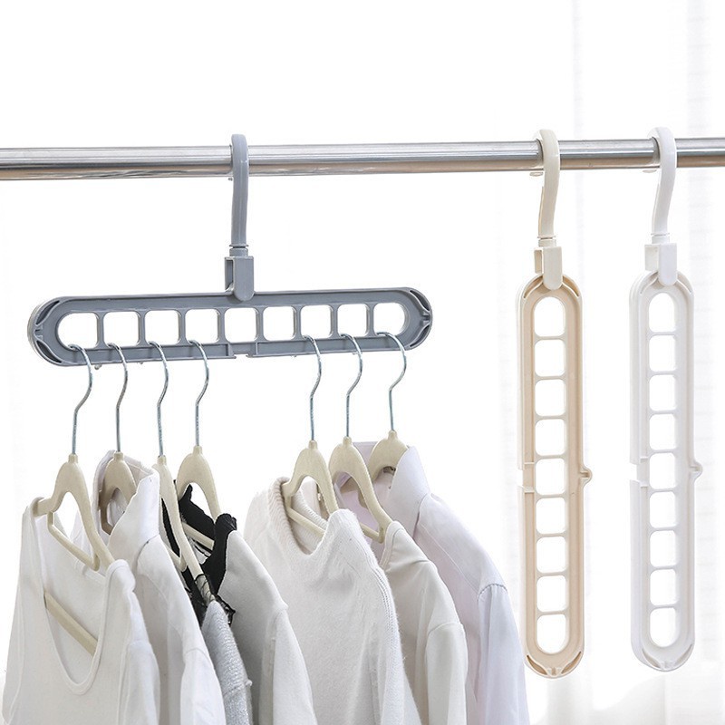 Móc treo quần áo đa năng 9 lỗ tiện dụng | Móc treo đồ đa năng tiết kiệm diện tích