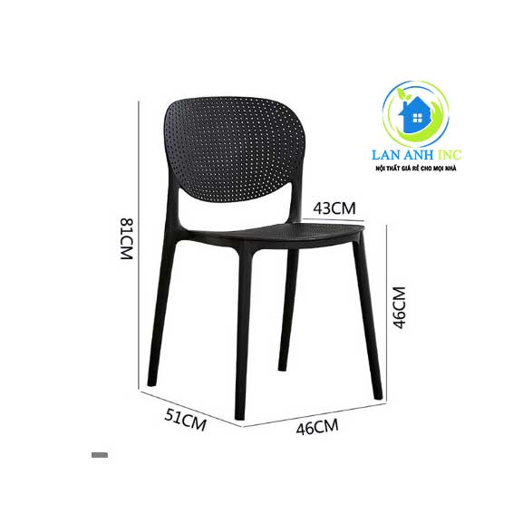 Ghế nhựa PP lưng lỗ màu pastel cao cấp xếp chồng LA1007i