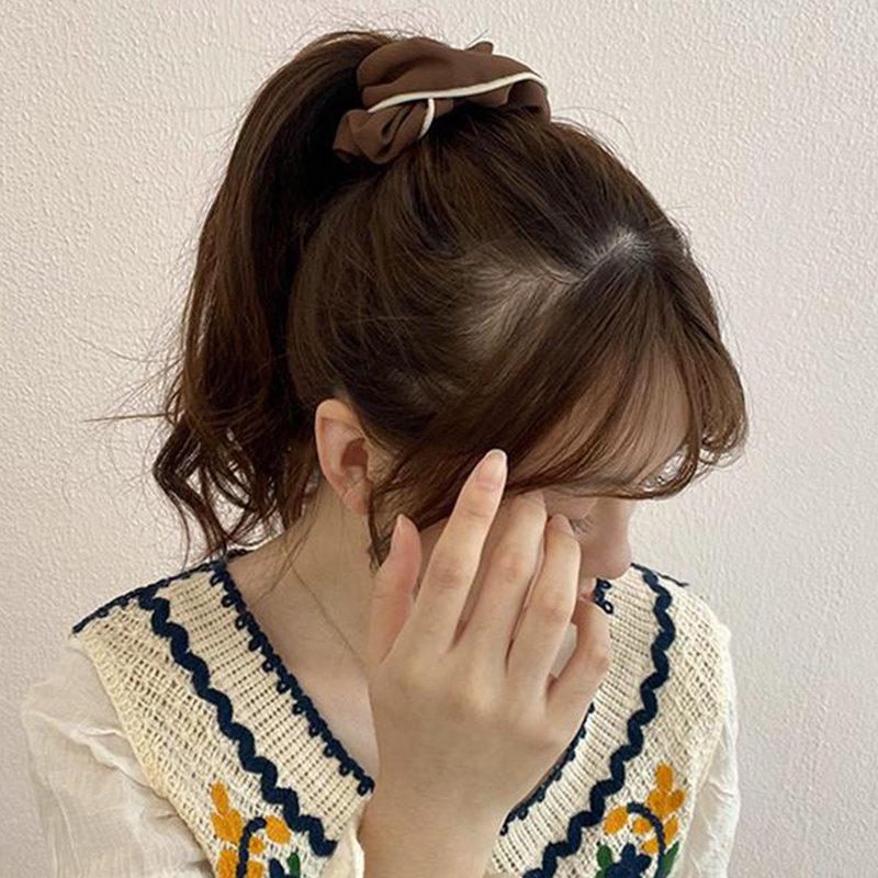 Dây Buộc Tóc Vải Lanh Cotton Co Giãn Họa Tiết Kẻ Sọc Phong Cách Hàn Quốc