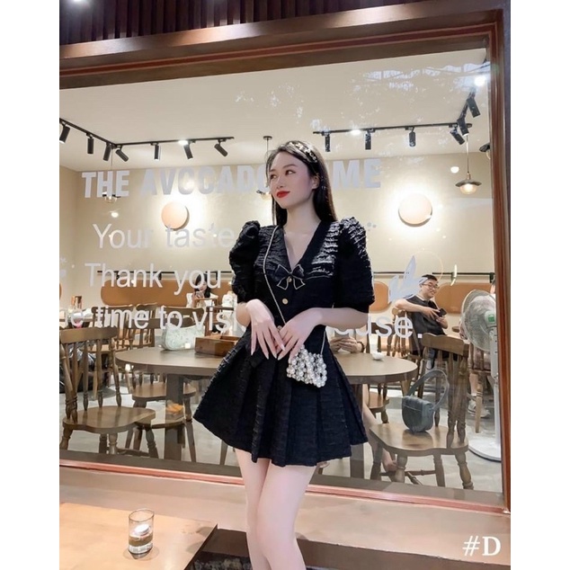 Sét bộ tiểu thư cao cấp áo nơ kèm chân váy chất gấm cao cấp