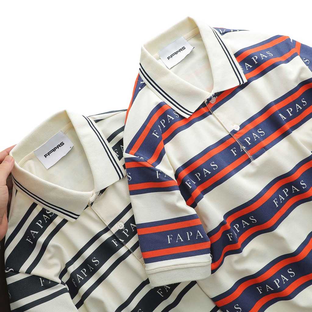 Áo Polo Nam Horizon Họa Tiết Kẻ Sọc In Logo Nổi Bật Sang Trọng Chất Liệu CVC Chống Nhăn Form Chuẩn Dáng - FAPAS
