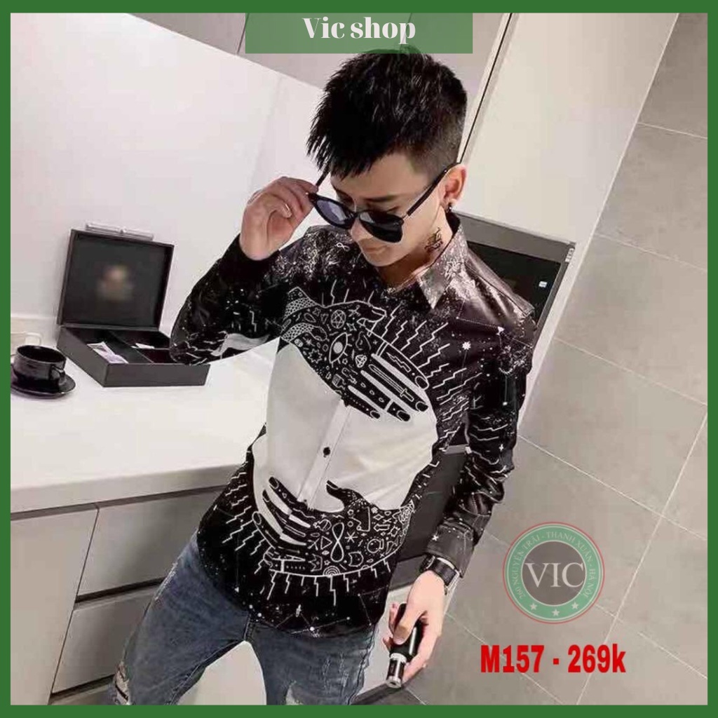 Áo sơ mi nam tay dài SMSA002 quảng châu, thấm hút mồ hôi tốt, họa tiết 3D phong cách