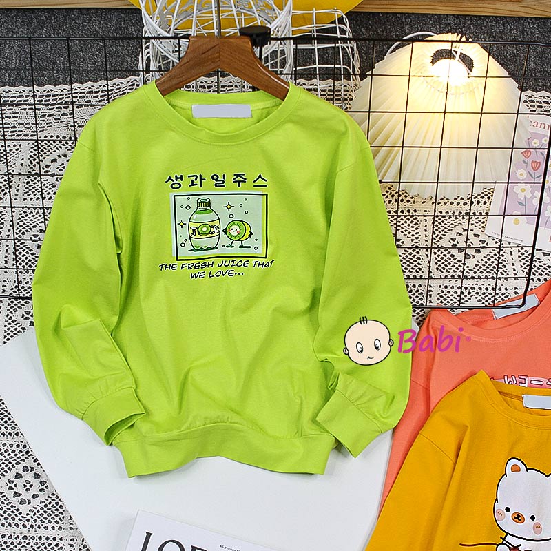 Áo sweater cổ tròn tay dài cotton cao cấp cho bé gái, Áo cặp mẹ và bé gái Babi thời trang Hàn Quốc size đại từ 20-62kg