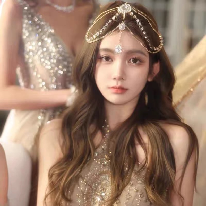 Bờm tóc đính đá lấp lánh - Vòng đội đầu bohemian- vong đội đầu cô dâu