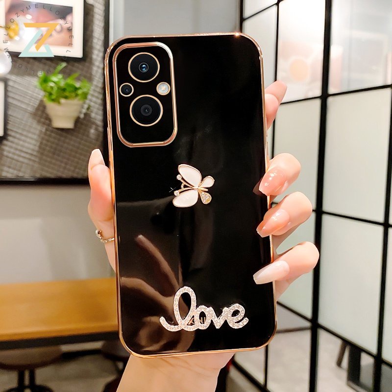 Zymello Ốp lưng OPPO Reno 8Z 5G Reno 7Z 5G Reno6 Z 5G Reno 5 5G Reno 7 5G Reno 6 5G Reno 4 4G Vỏ điện thoại silicon hình bướm sang trọng cao cấp