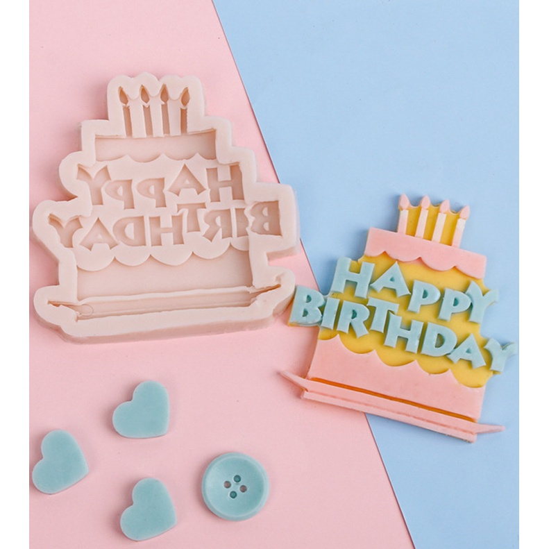 Khuôn Silicone Tạo Hình Chữ Happy Birthday Trang Trí Bánh
