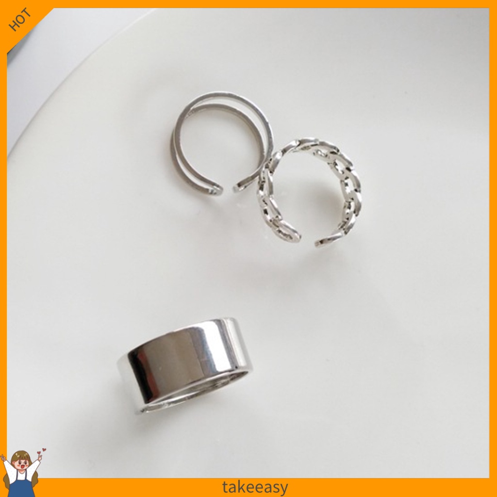 Set 3 Nhẫn Đeo Khớp Ngón Tay Phong Cách Hip Hop Cho Nữ