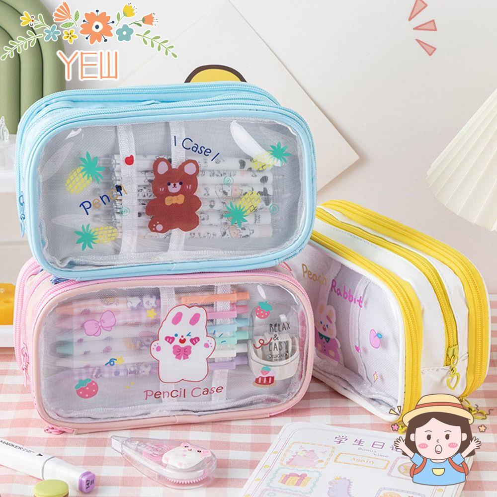 Túi Đựng Bút Trong Suốt Nhiều Ngăn Họa Tiết Hoạt Hình Dành Cho Học Sinh Ốp