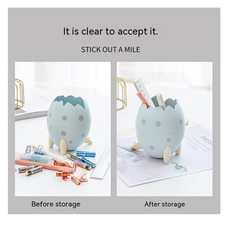 Hộp Đựng Cọ Trang Điểm Hình Trứng Khủng Long Hoạt Hình Dễ Thương