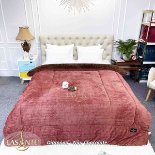 Chăn mùa đông Lasante Diamond Nâu Chocolate - Chăn lông cừu cao cấp Lasante Diamond