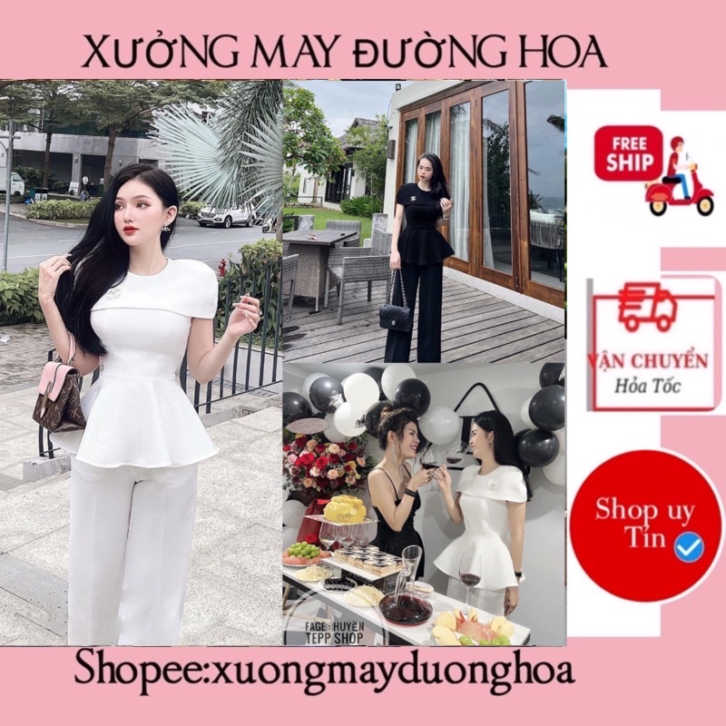 Áo kiểu cổ tròn dáng peplum kèm tag hot hit