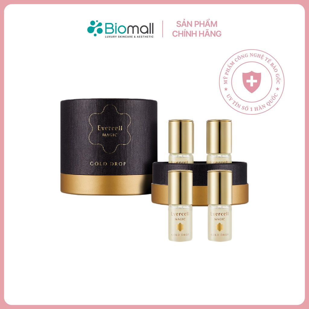 Giọt năng lượng vàng chống lão hóa thần kỳ da lão hóa, nếp nhăn CN tế bào gốc Evercell Magic Gold Drop 10ml set 4