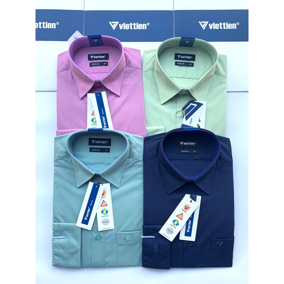 [Chính hãng] Sơ mi màu trơn tay dài Việt Tiến, chính hãng, sơ mi công sở tay dài
