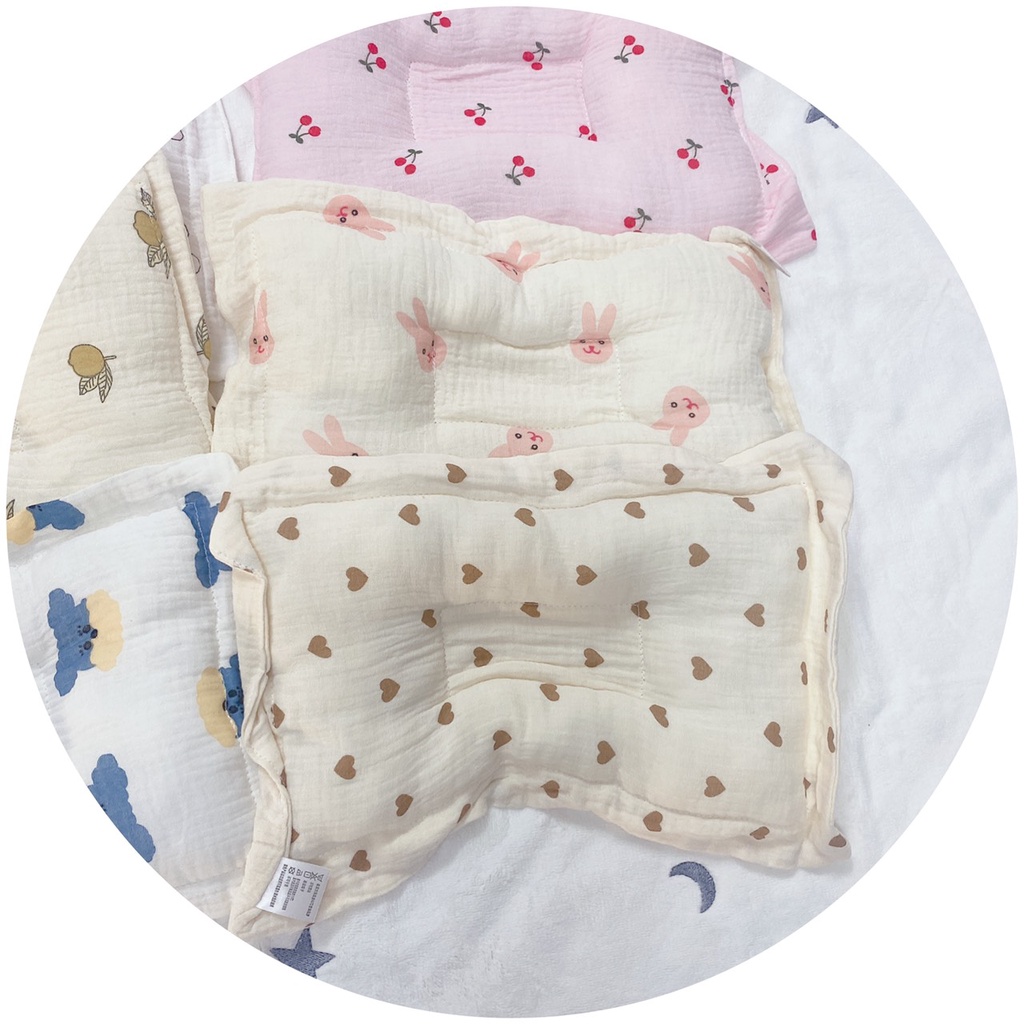 Gối Xô Sơ Sinh Boona Gối Lõm Chống Méo Đầu Xô Muslin Ruột Bông Tự Nhiên Cho Bé Sơ Sinh Siêu Mềm, Thấm Hút Mồ Hôi