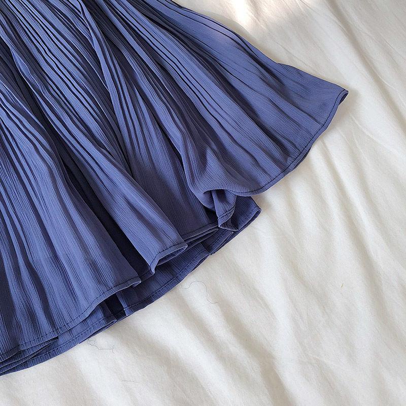 Chân Váy chiffon Lưng Cao Xếp Ly Màu Trơn Thời Trang Mùa Hè Hàn Quốc 2022 Mới