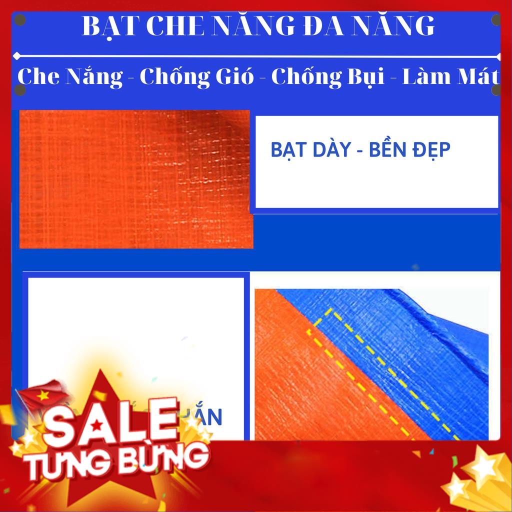 Bạt Che Nắng Mưa Nam Việt - Giá Bán Trên 1 Mét Vuông - Màu Xanh Cam - May Viền Đóng Khoen Sẵn - Chống Thấm Nước