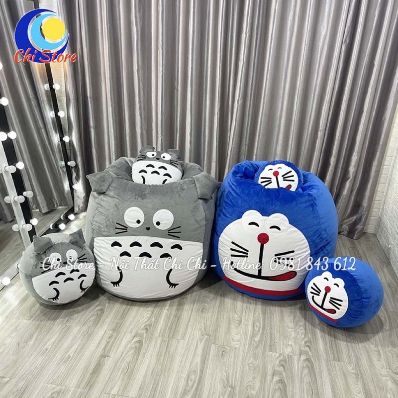 SET 3 MÓN Ghế Lười Hạt Xốp Hình Thú SIZE TO Siêu Xinh KÈM HẠT XỐP Đầy Đủ, Gối Lười Bệt Tựa Lưng Hạt Xốp Cho Bé
