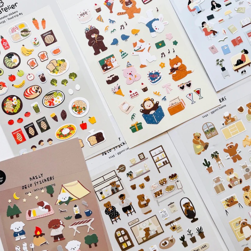 SUATELIER STICKER DECO PHONG CÁCH HÀN QUỐC TRANG TRÍ TOPLOADER,BULLET JOURNAL,SỔ TAY,PLANNER, SLEEVE