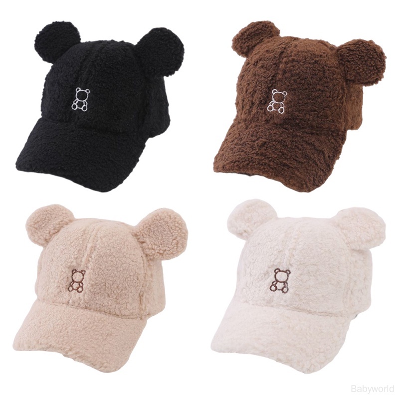 Mũ Lưỡi Trai Nhung Lông Thêu Trang Trí Hình Hoạt Hình Dành Cho Trẻ Nhỏ