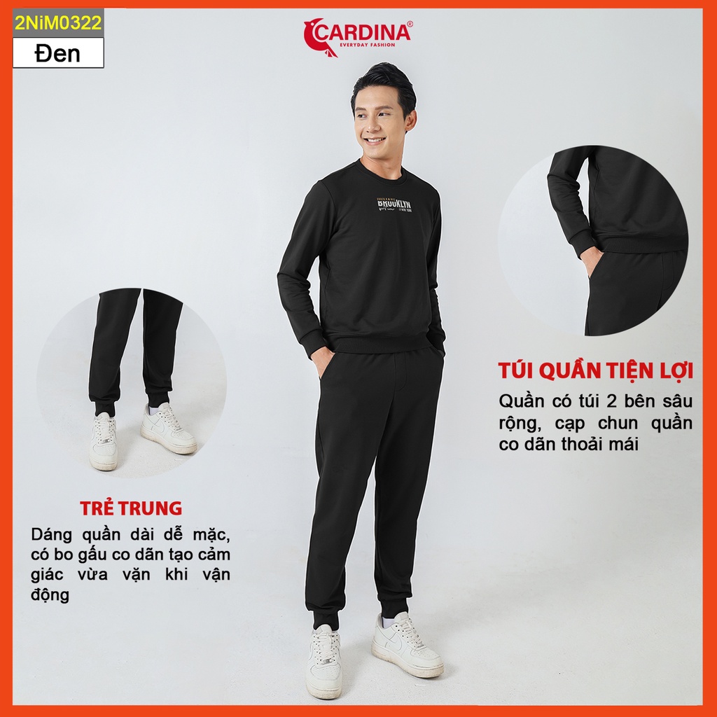 Bộ nỉ nam CARDINA chất cotton da cá cao cấp dáng thể thao khỏe khoắn năng động 2NiM03.
