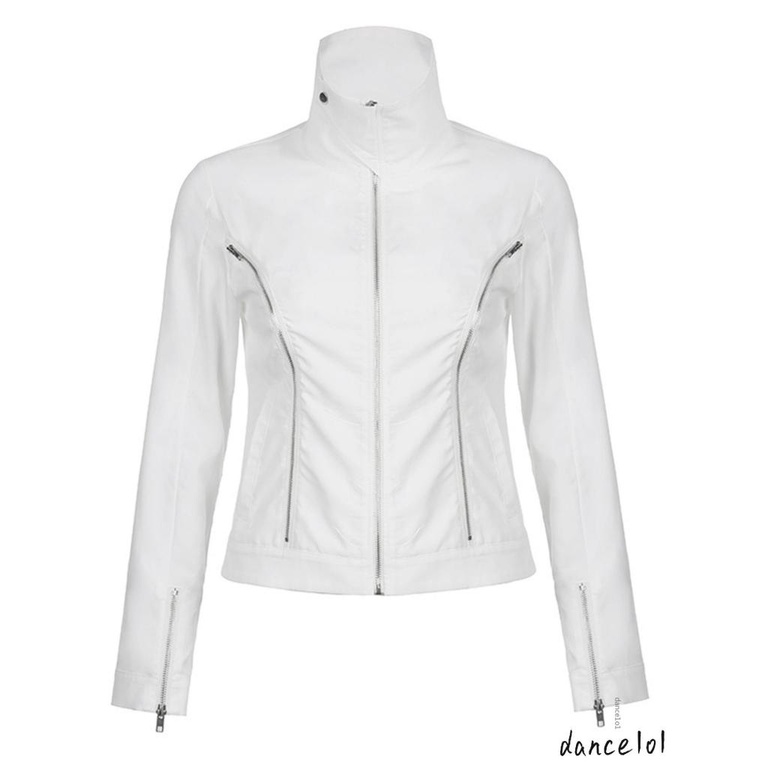 Áo Khoác Tay Dài Cổ Bẻ Có Khoá Kéo dance1o1-y2k 2000s