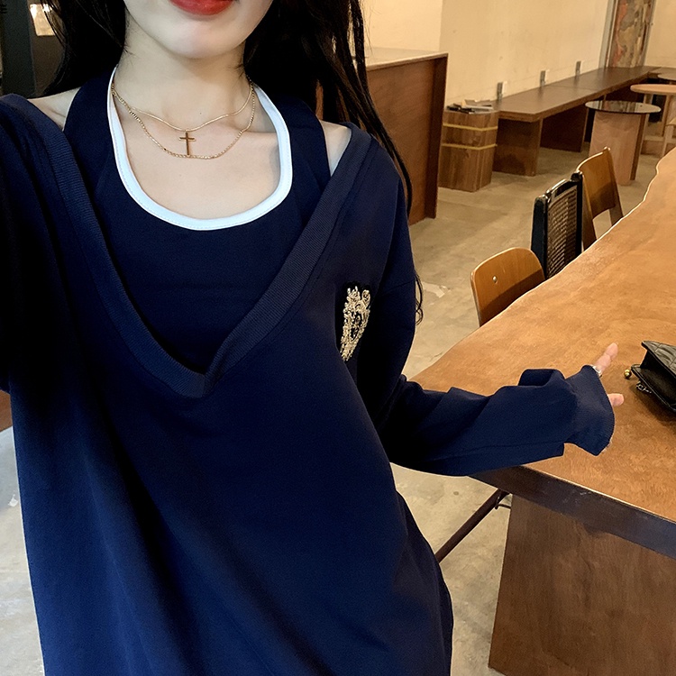 Bộ áo ZHELIHANGFEI với áo thun tay dài dáng rộng và áo hai dây thời trang quyến rũ cho nữ