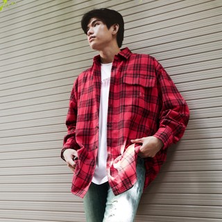 Áo Sơ Mi Flannel Màu Đỏ Sọc Đen
