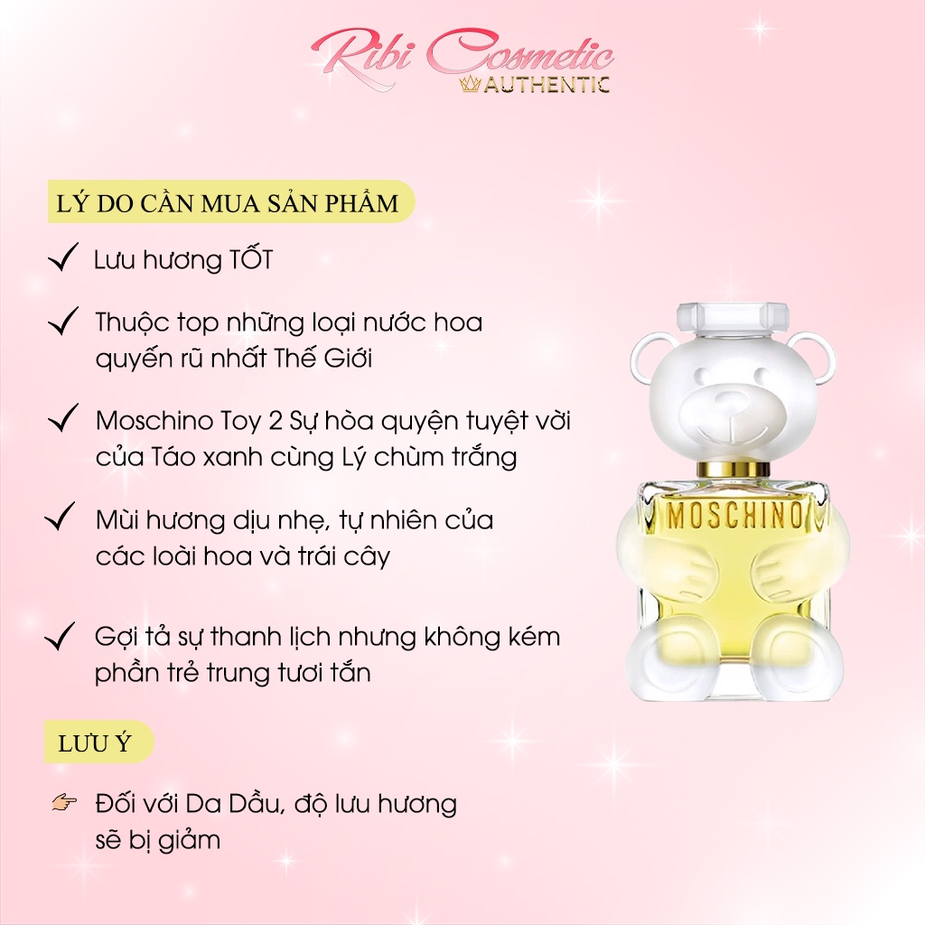 Nước Hoa Nữ Moschino Toy 2 - Bubble Gums Gấu trắng - Gấu Hồng nước hoa dễ thương nhẹ nhàng cho hssv