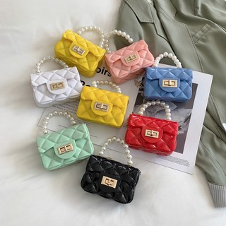 Túi nhựa mini quai ngọc siêu bền, túi đeo chéo nữ mini quai hạt ngọc cực cute cho mẹ và bé