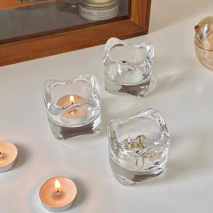 Ly Đựng Nến Thủy Tinh Mẫu LƯỢN SÓNG – không nắp