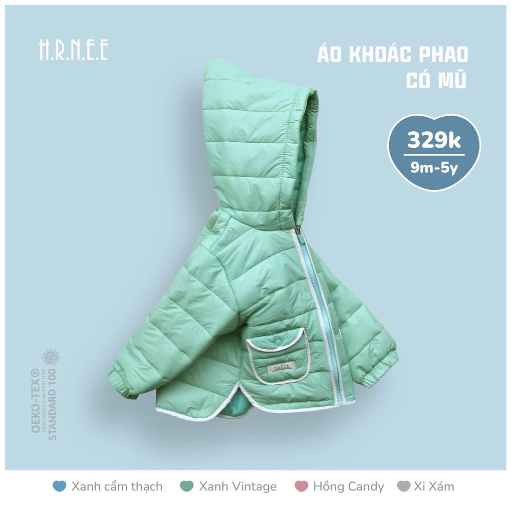 HRNEE - Áo phao có mũ Hrnee cho bé trai/ bé gái