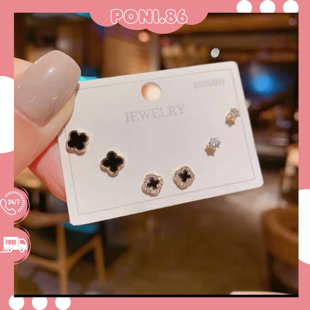 Set 3 đôi hoa tai phong cách Hàn Quốc xinh xắn cho Nữ