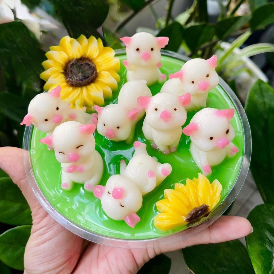 Khuôn silicon Heo Con (set 8 con) làm bánh rau câu 3D 4D