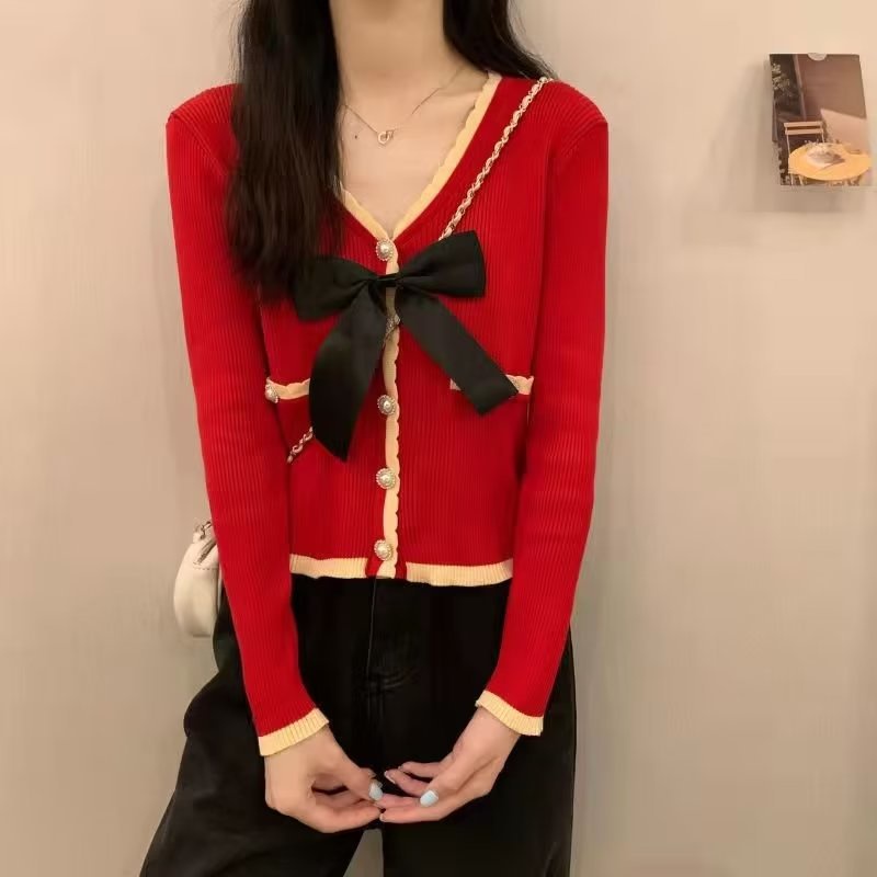 Bow đan áo len của phụ nữ hàn quốc phiên bản của tất cả các trận đấu ngắn đầu OOP174