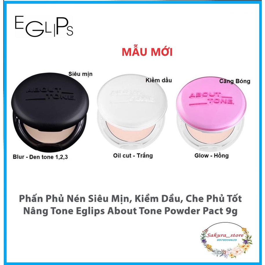 Phấn Phủ Nén Siêu Mịn, Kiềm Dầu, Che Phủ Tốt Nâng Tone Eglips About Tone Powder Pact 9g