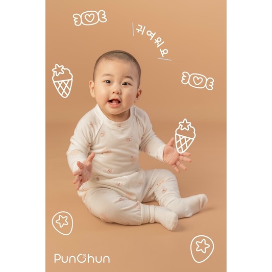 Punchun - Bộ dài tay Punchun trai gai (0-3M đen 5Y)