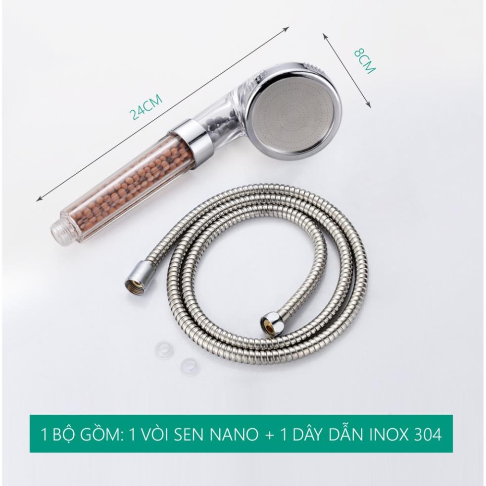 Vòi tắm hoa sen tăng áp, công nghệ mới Nano Nhật Bản_Kèm dây dài