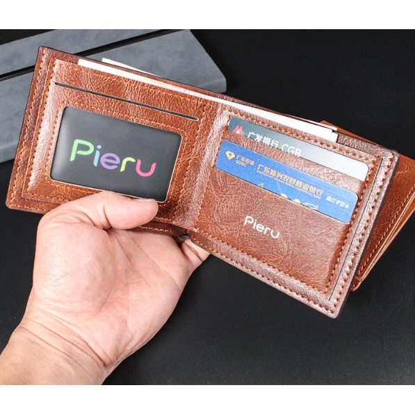Ví Nam Da Cao Cấp Thương Hiệu Pieru,Bóp Da PU Xịn Nhiều Ngăn Đẳng Cấp Nam Tính Phong Cách Hàn Quốc