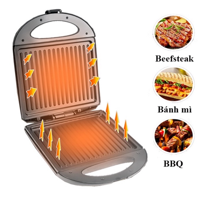 Máy nướng kẹp bánh mì đôi, nướng bbq HAEGER RAF