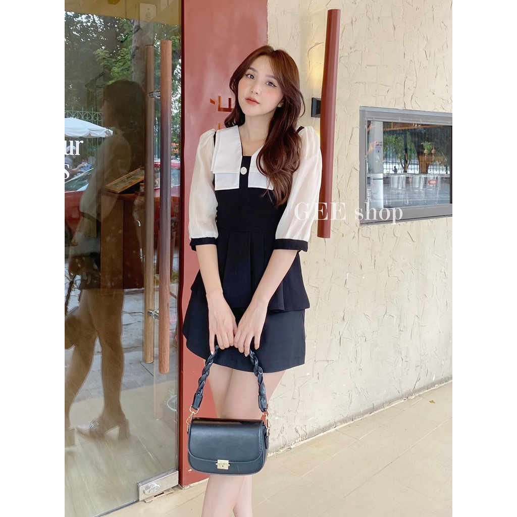 [Design by Gee] Áo peplum cổ vuông vải tuýt si hàn | BigBuy360 - bigbuy360.vn