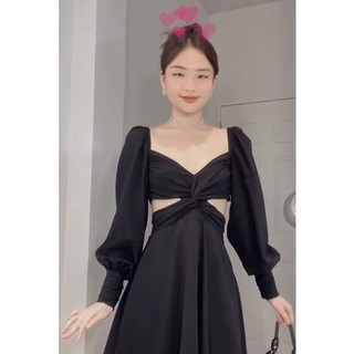 Linen dress - đầm xoắn eo cột nơ lưng - 10order