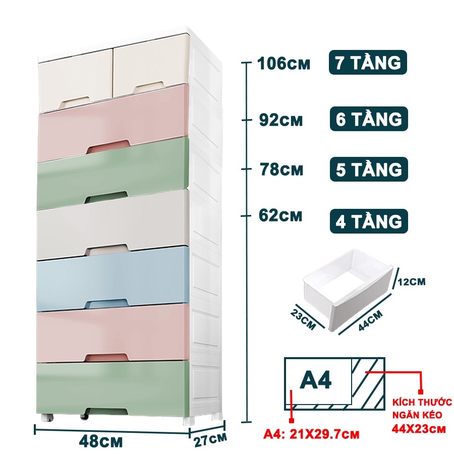 Tủ Nhựa Đựng Đồ Tiện Lợi, Tủ Đựng Quần Áo Cho Bé Màu Sắc Tươi Tắn, Tiện Lợi TUN010