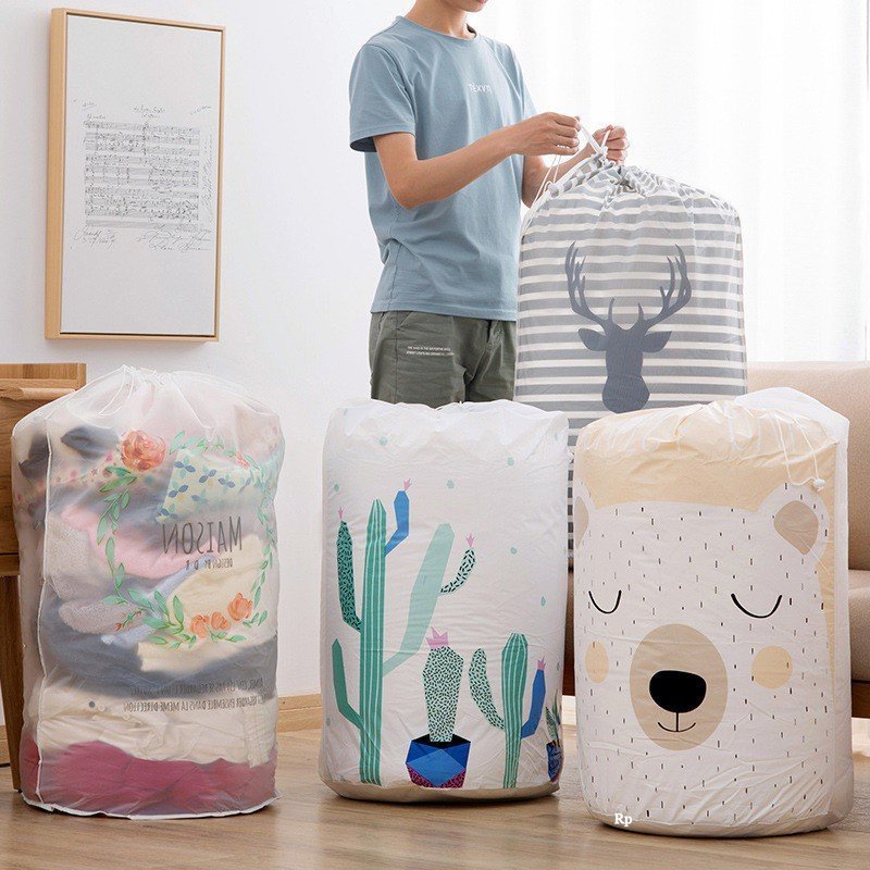 Sỉ 27k-Giỏ đựng quần áo bằng vải cỡ lớn, túi đựng chăn màn đa năng washday