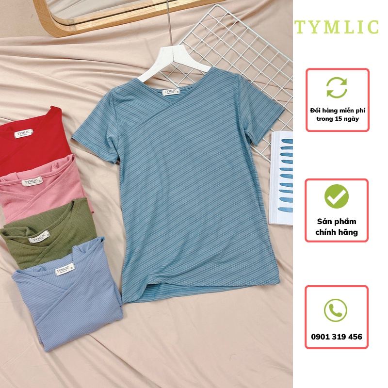 Áo Pull Cổ Tim Chéo Co Giãn Nhiều Màu TYMLIC