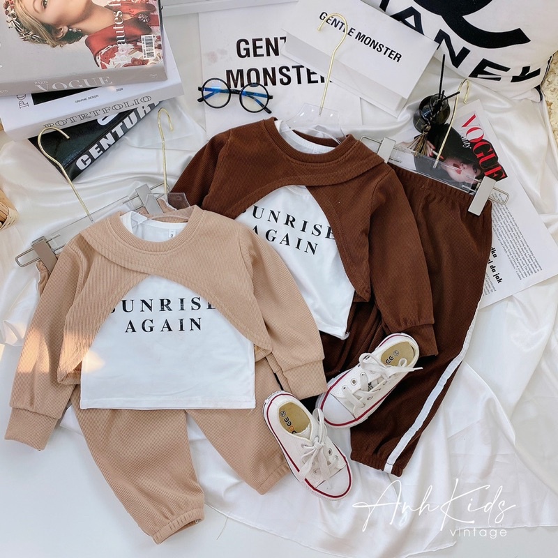 Bộ quần áo Sunrise 3 chi tiết size đại cho bé gái