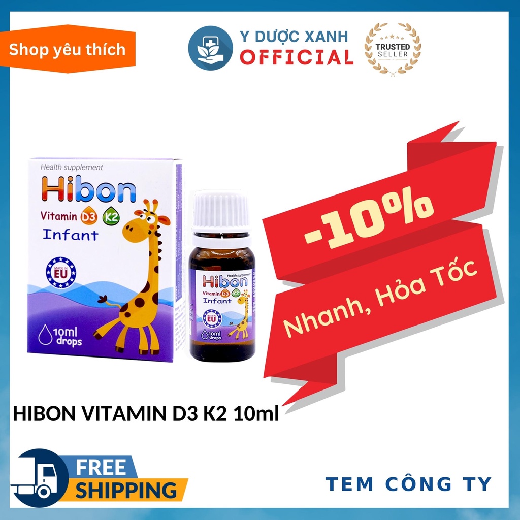 Mua [Chính Hãng] HIBON VITAMIN D3 K2 10ml, Bổ sung Vitamin D3K2 cho bé - Y Dược Xanh