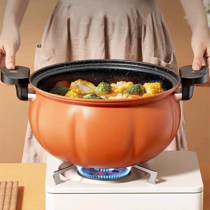 Nồi Áp Suất Quả Bí Ngô Siêu Chống Dính 8L Đa Năng, Hầm Gà, Cháo- Nồi Chiên, Xào Nấu