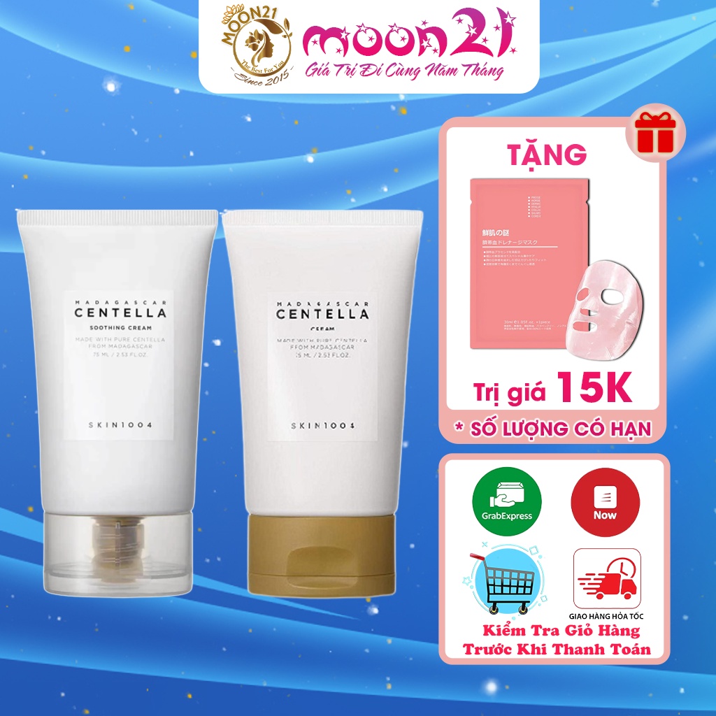 Kem dưỡng ẩm làm dịu phục hồi da rau má Skin1004 MOON21 Madagascar Centella Soothing Cream 75ml Auth Hàn Quốc