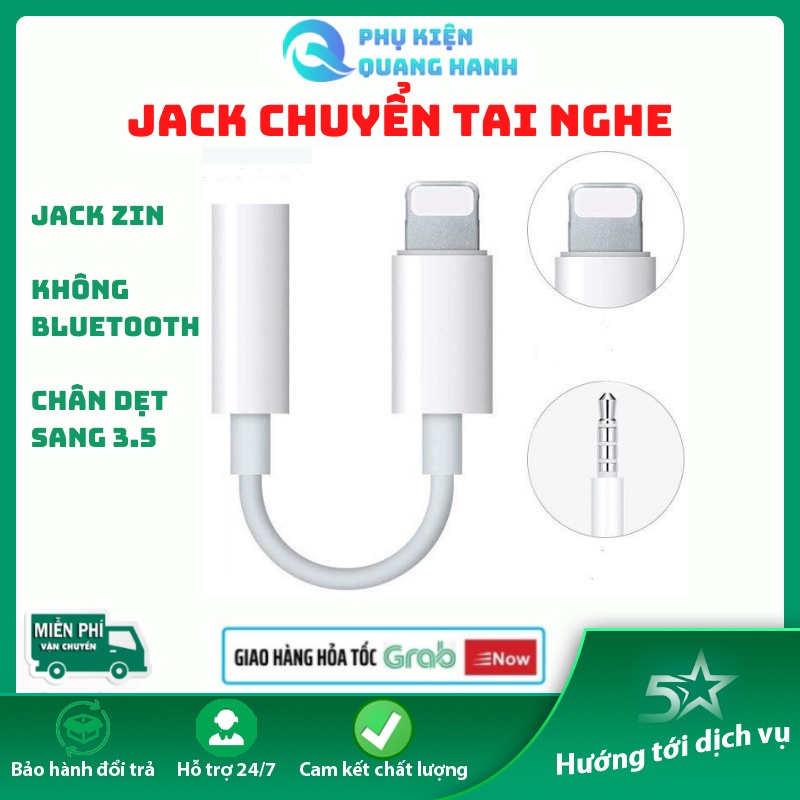 Jack chuyển đổi tai nghe điện thoại cổng L sang 3.5 có mic thu âm, chơi game và livestream không xài bluetooth