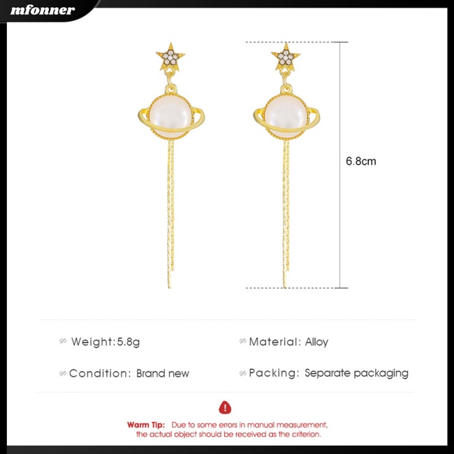 Bông Tai Dáng Dài Hình Hành Tinh Đính Đá Phối Tua Rua Thời Trang